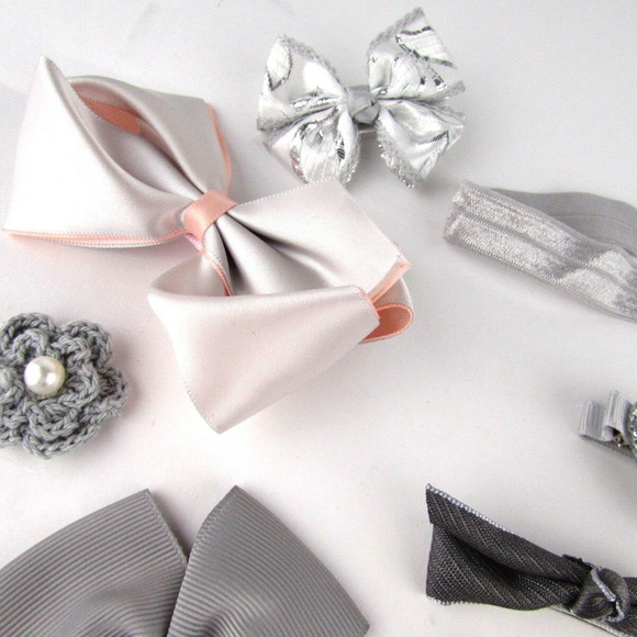 Big Baby Girls Kids 10 Piece Hair Bows Clips NWOT - Picture 3 of 6